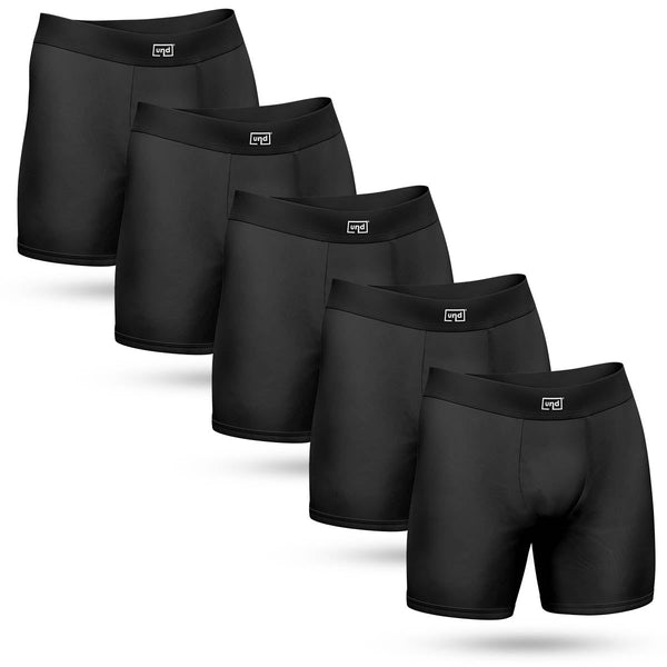 Kit 5 Cuecas Boxer Long Antimicrobiana UND Pretas