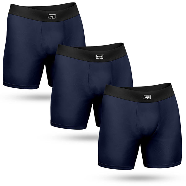 Kit 3 Cuecas Boxer Long Antimicrobiana UND Azul Marinho