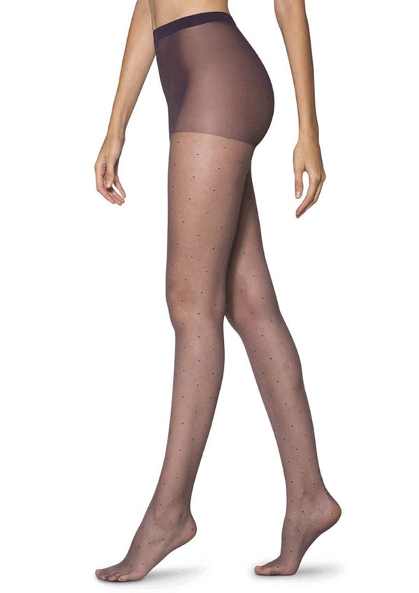 Meia Calça Fio 15 Poá Loba Preta LU5687