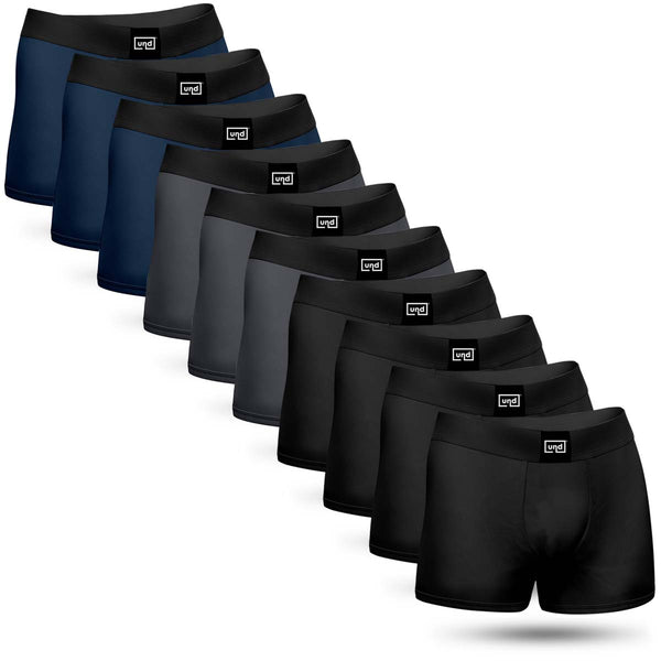 Kit 10 Cuecas Boxer Microfibra Classic UND Preta/Azul/Chumbo