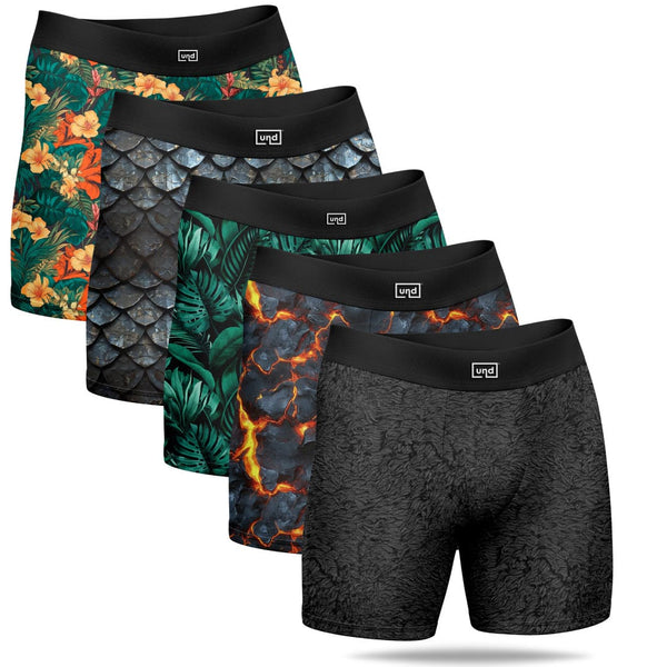 Kit 5 Cuecas Boxer Long Estampa Digital UND Nova Coleção