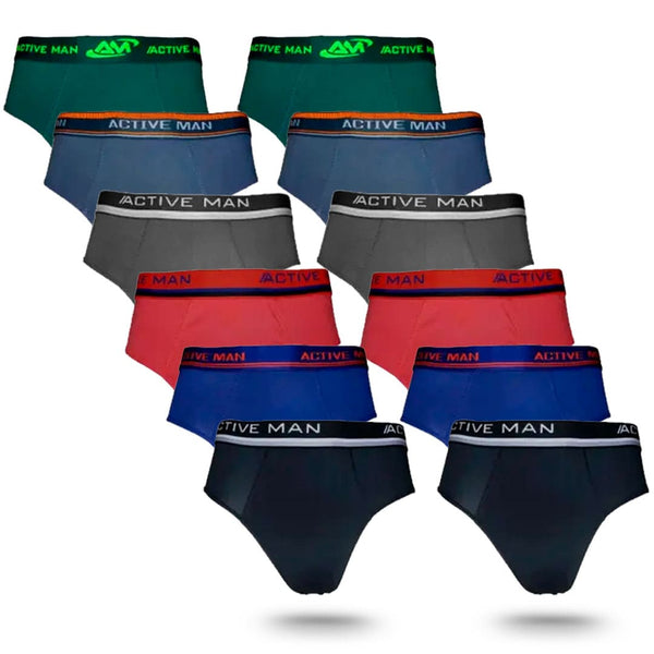 Kit 12 Cuecas Slip Microfibra Active Man Sortidas